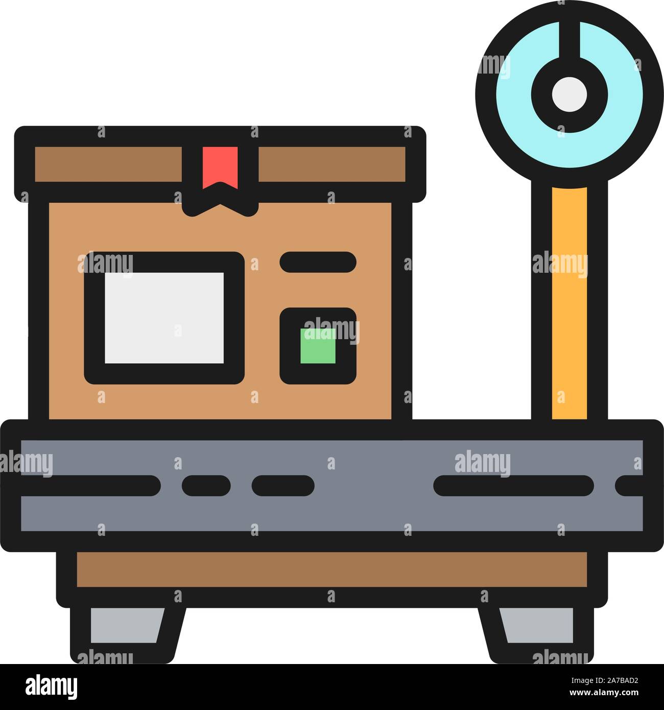 Box on scales, package weighing flat color icon Stock Vector Image
