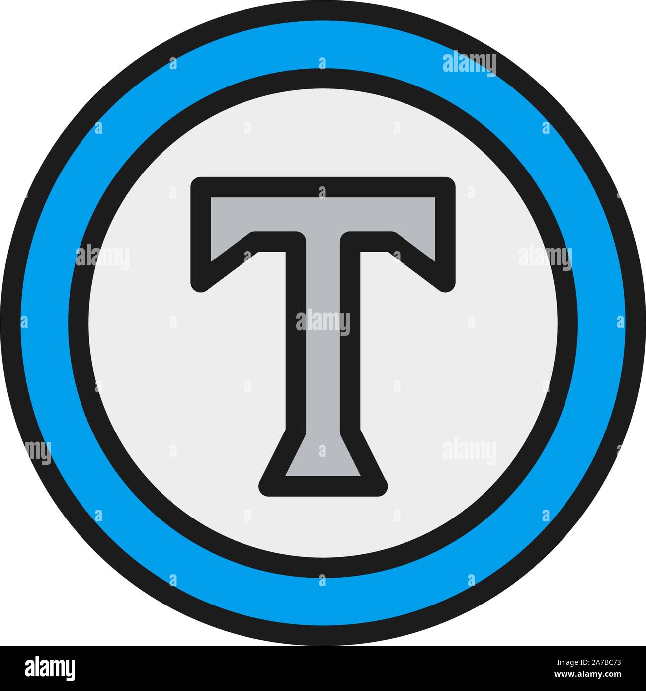 Text sign, copyright, author mark flat color icon. Stock Vector