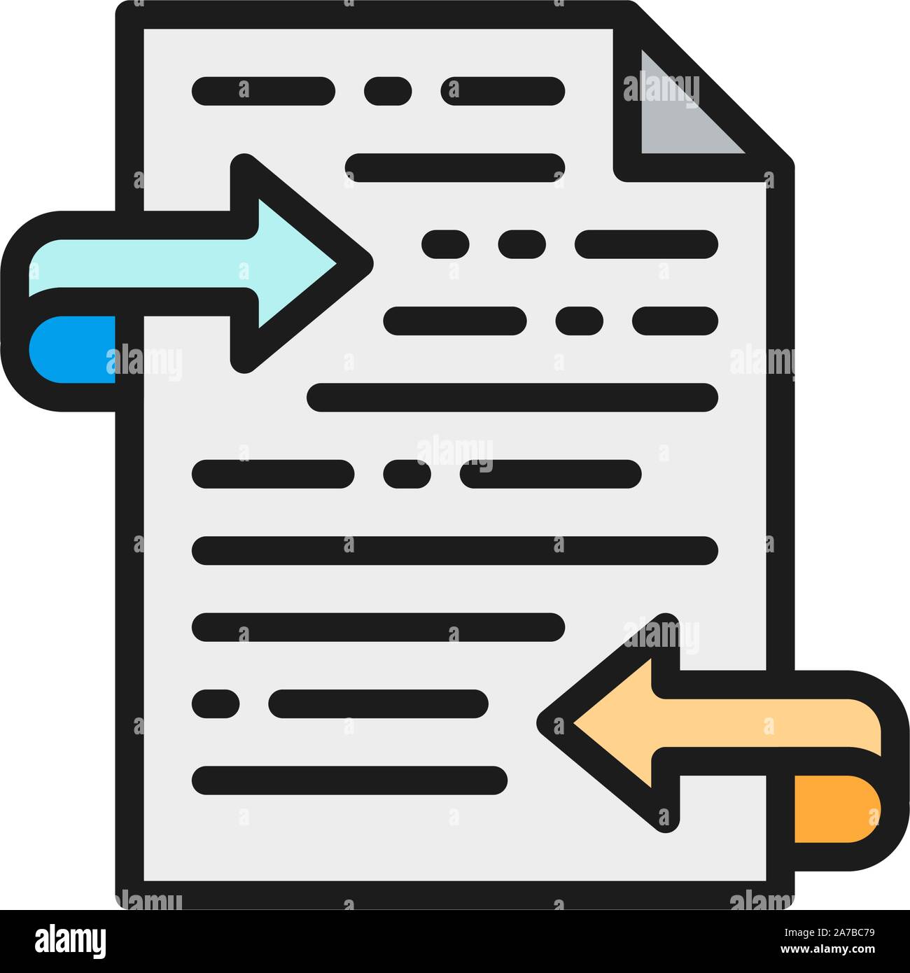 Letter, text translation, feedback flat color icon. Stock Vector