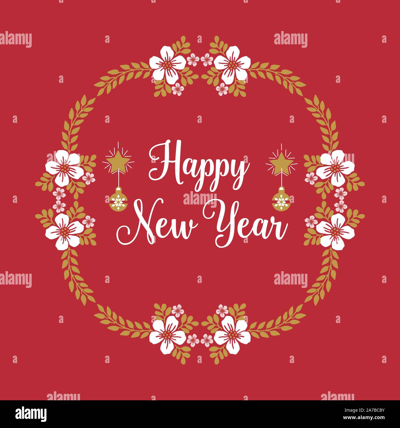 Template for greeting card happy new year, with decorative element of ...