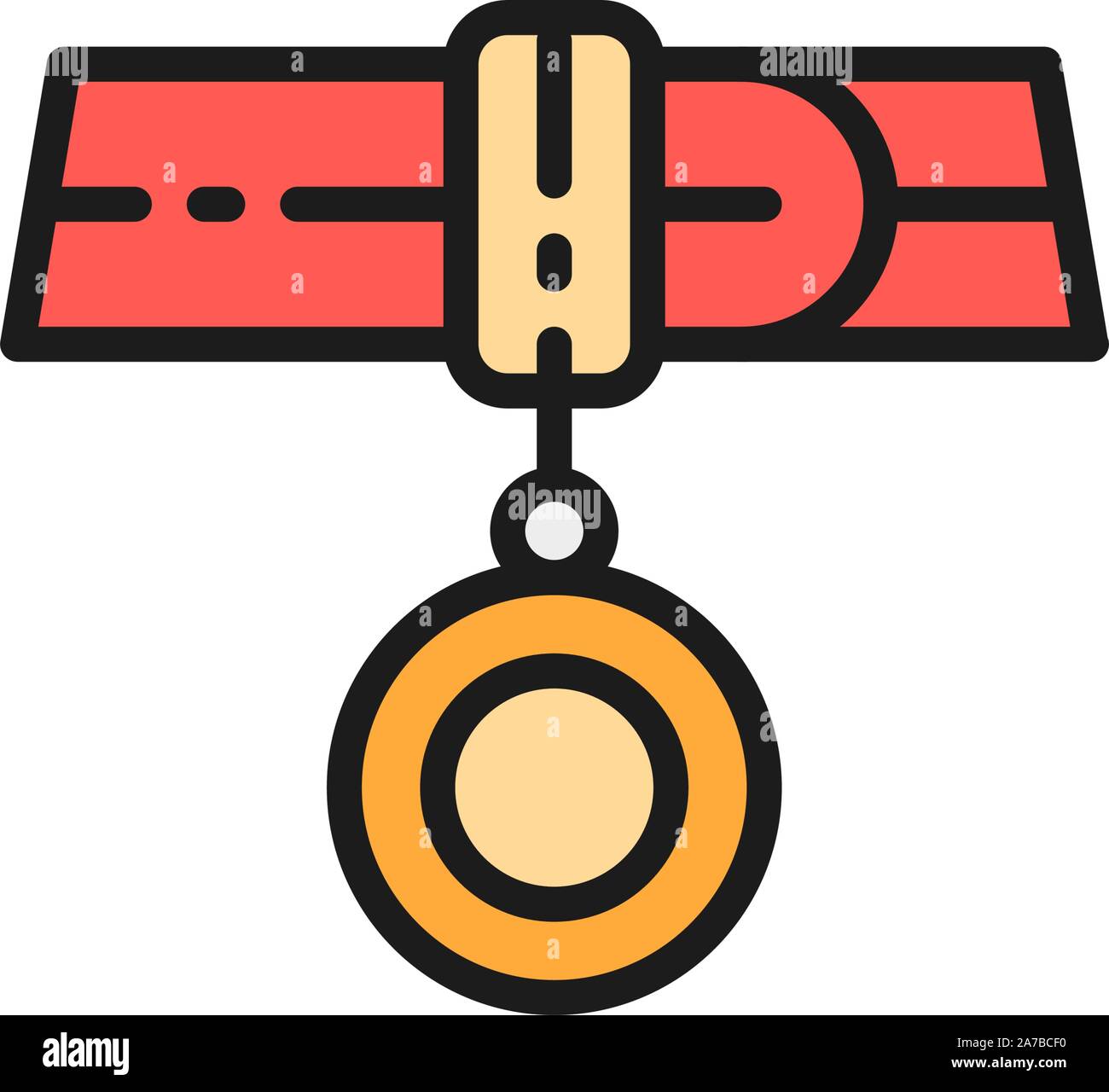 Collar with address, medallion flat color icon. Stock Vector