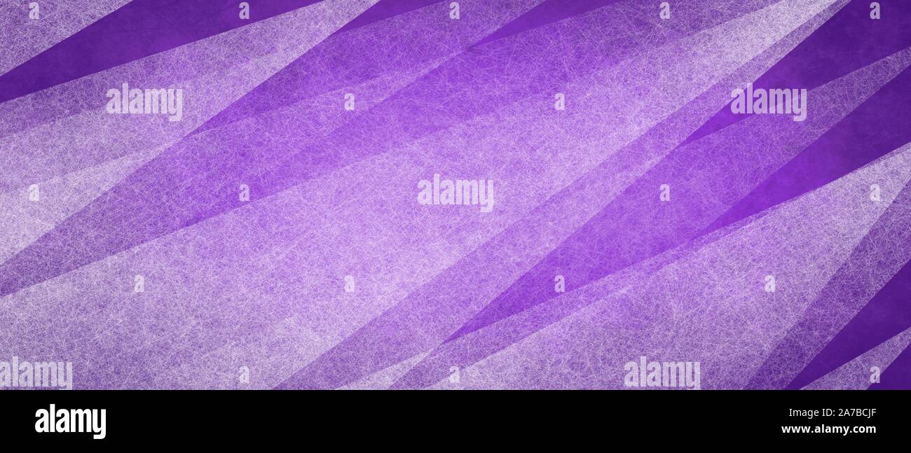 Abstract modern background in purple colors and contemporary white triangle diagonal shapes and stripes layered in random geometric art pattern with f Stock Photo