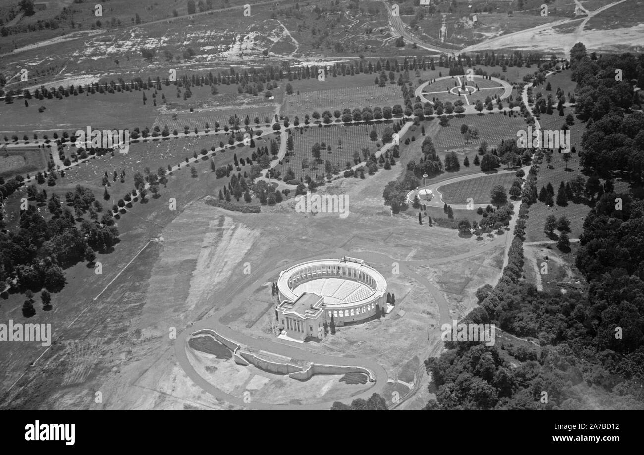 Washington D.C. History - Arlington National Cemetery aerial view ca
