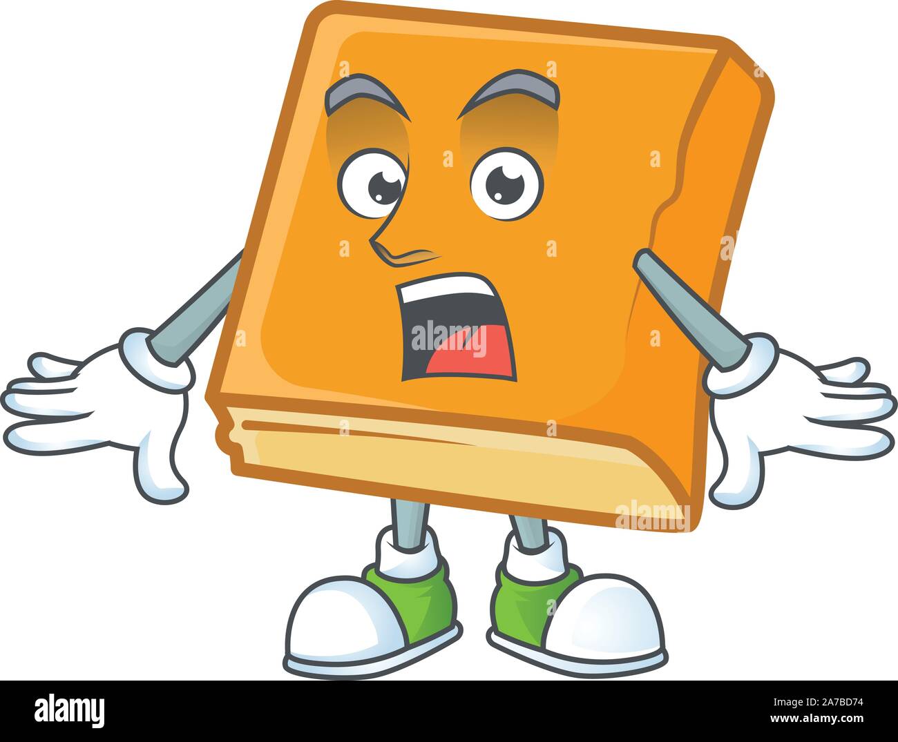 cornbread with surprised mascot on white background Stock Vector