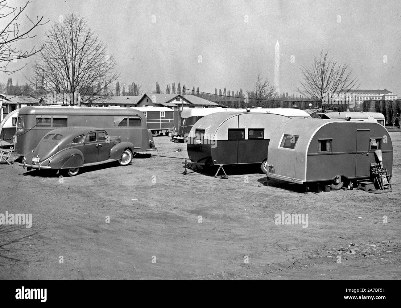 Trailers in a trailer camp in Washington D.C. ca. 1939 Stock Photo