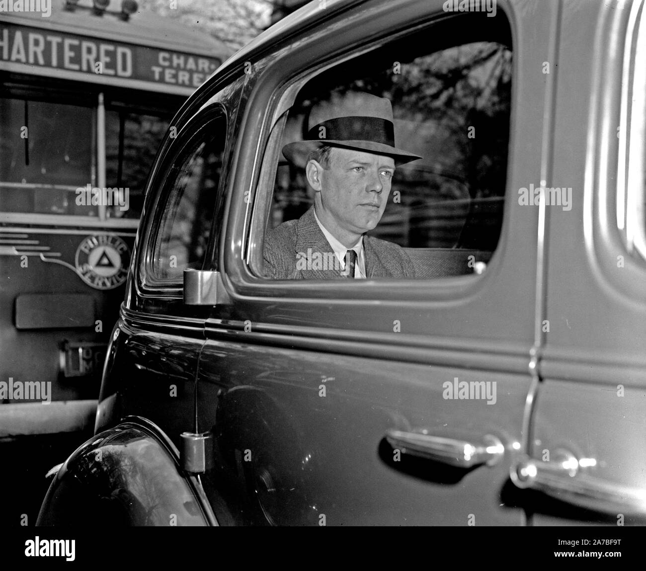April 20, 1939 - Col. Charles A. Lindbergh, who was called to active duty at the War Department yesterday is pictured as he arrived at the White House today Stock Photo