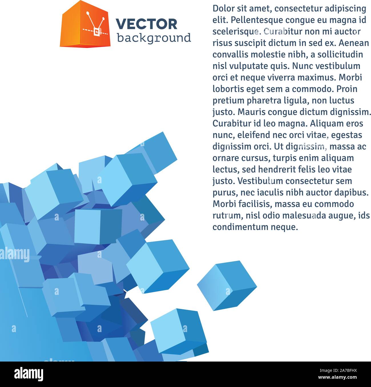 Vector 3D explosion background with cubical particles Stock Vector