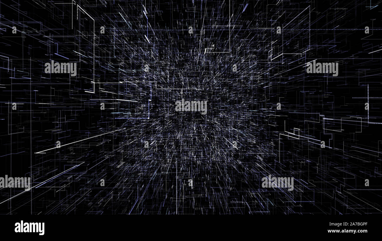 Abstract virtual space. flying through digital data tunnel. Data tunnel ...