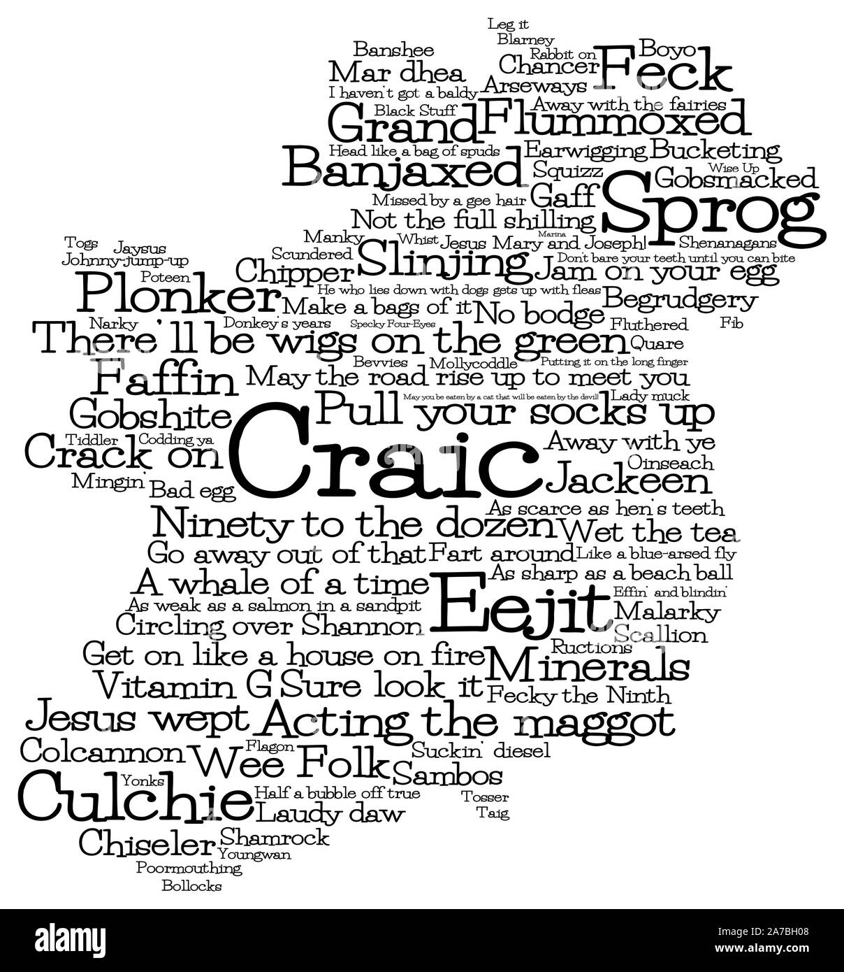 Ireland map made from Irish slang words in vector format. Stock Vector