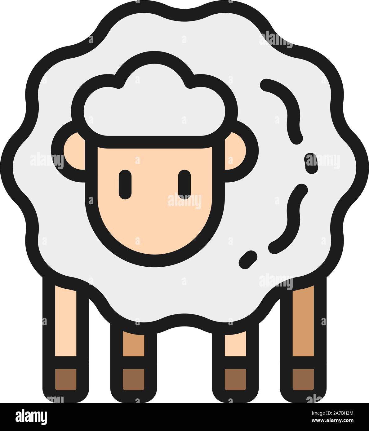 Lamb, sheep flat color icon. Isolated on white background Stock Vector