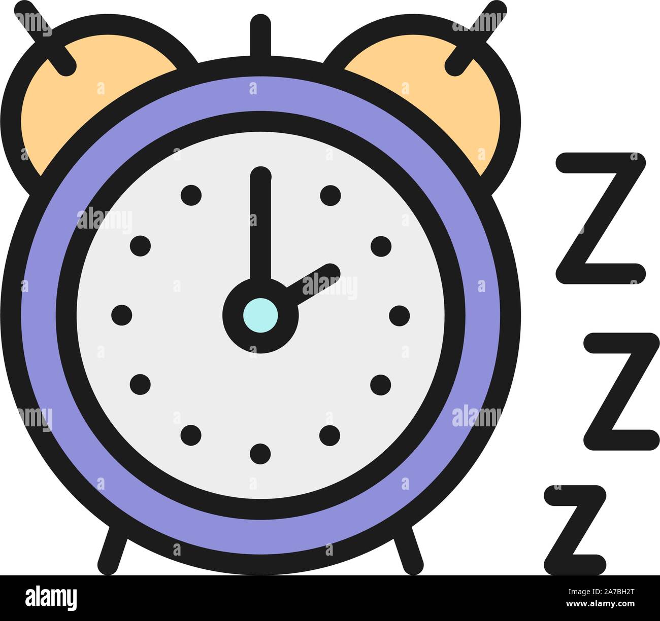Alarm clock flat color icon. Isolated on white background Stock Vector