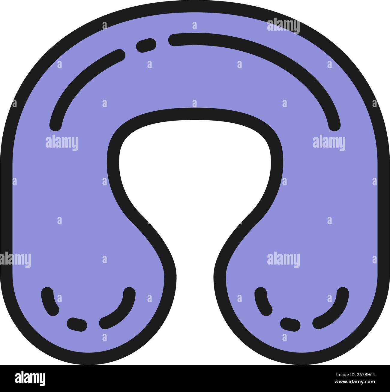 Curved pillow for neck flat color icon. Stock Vector