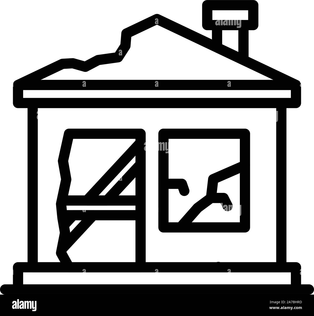 Destroyed home icon, outline style Stock Vector