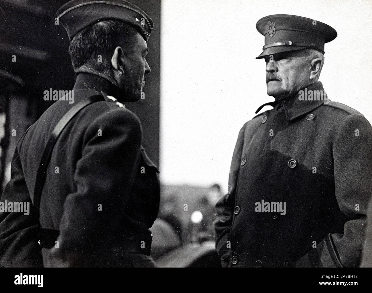Major General J.A. Lejeune, U.S.M.C., Commanding 2nd Division, in the Army of Occupation, and General John J. Pershing, Commanding A.E.F., at Heddsdorf, Germany, on the occasion of an inspection by General Pershing ca. 12/22/1918 Stock Photo