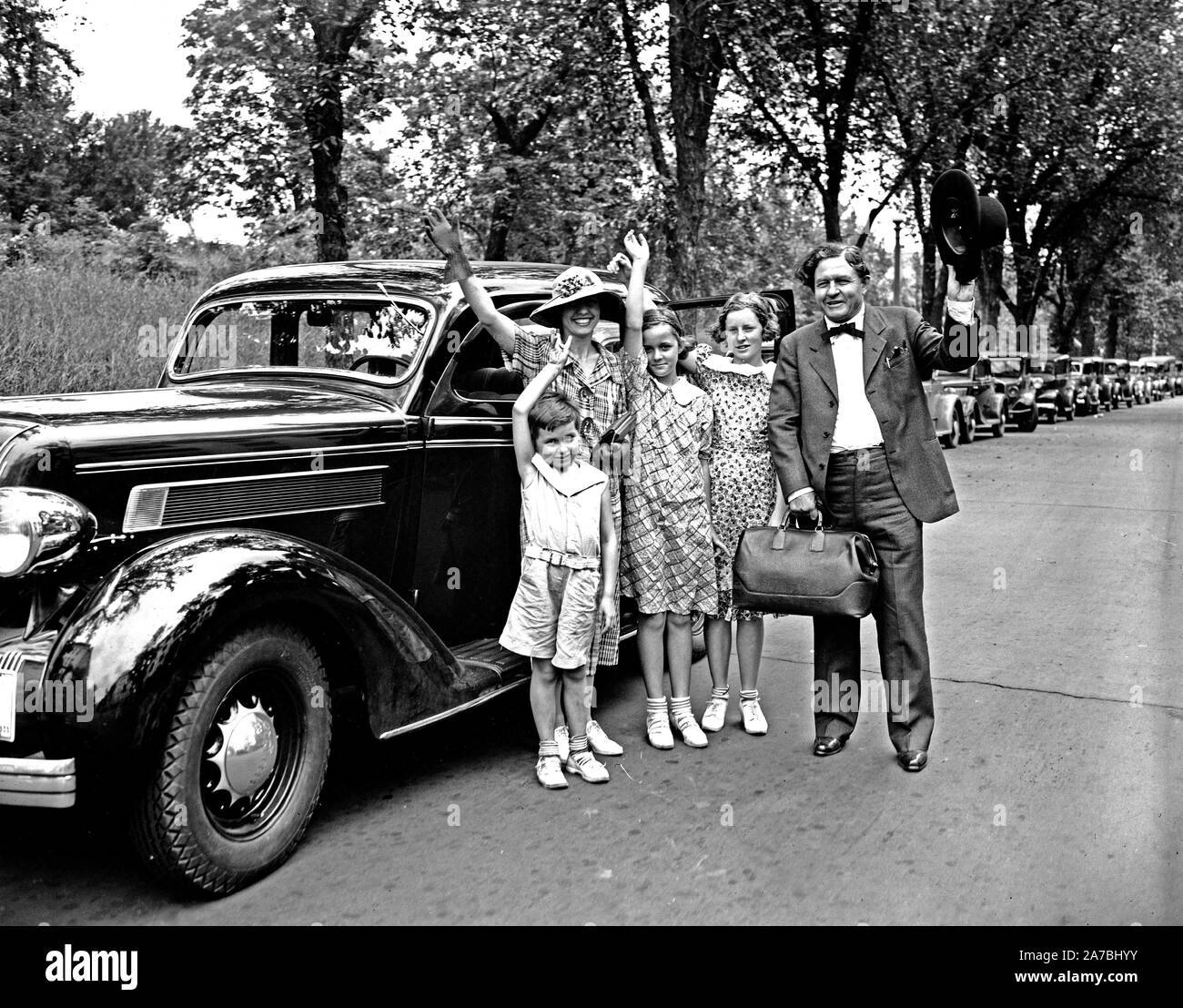 Rep. Percy L. Gassaway (D. of Okla) packed up his family Friday and stepped on the gas for Coalgate, Okla ca. July 26, 1935 Stock Photo