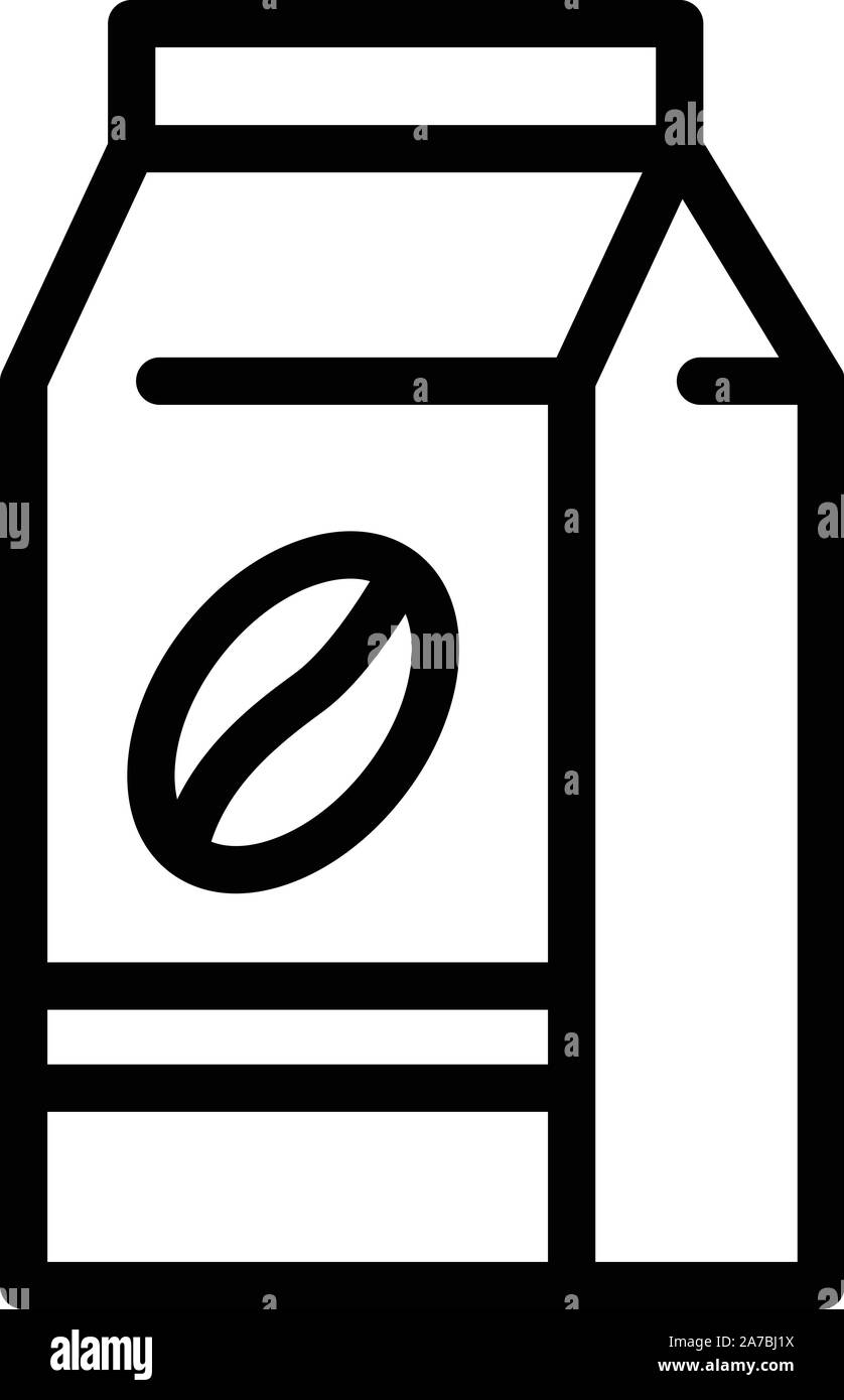 Coffee grain pack icon, outline style Stock Vector