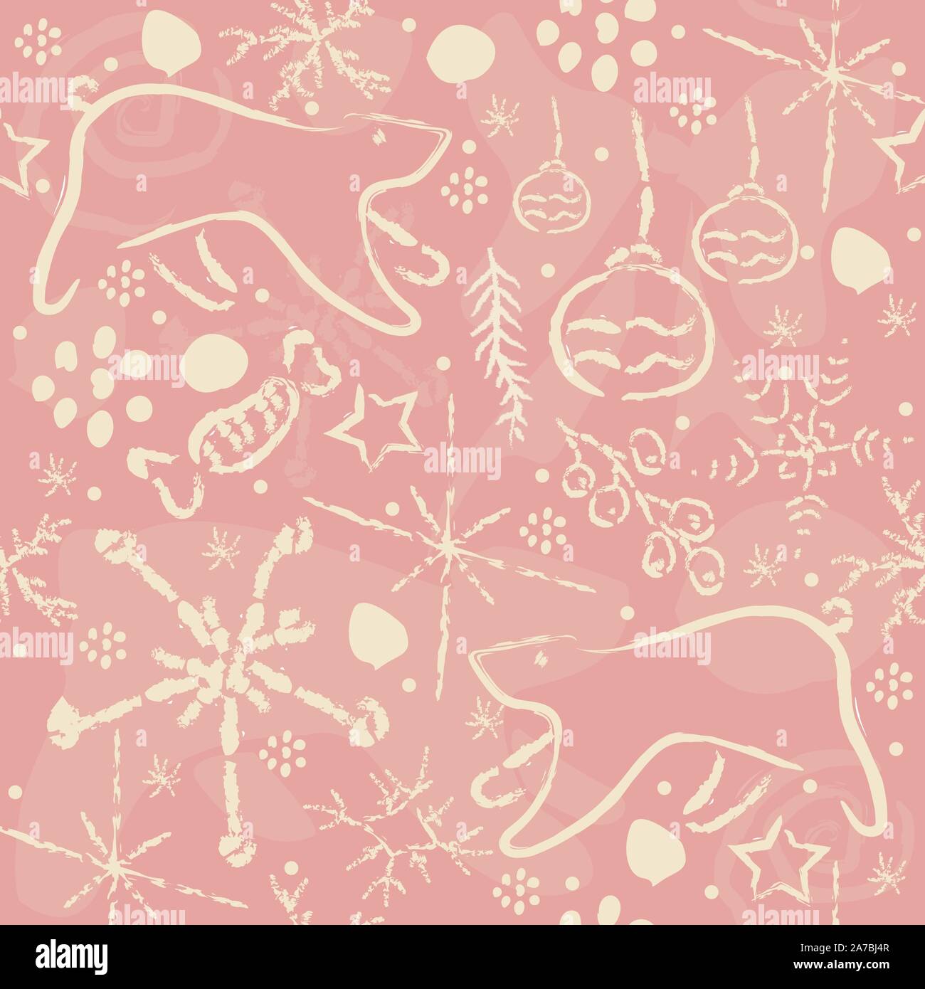 Winter Seamless Pattern in brush. Vector Illustration Stock Vector ...
