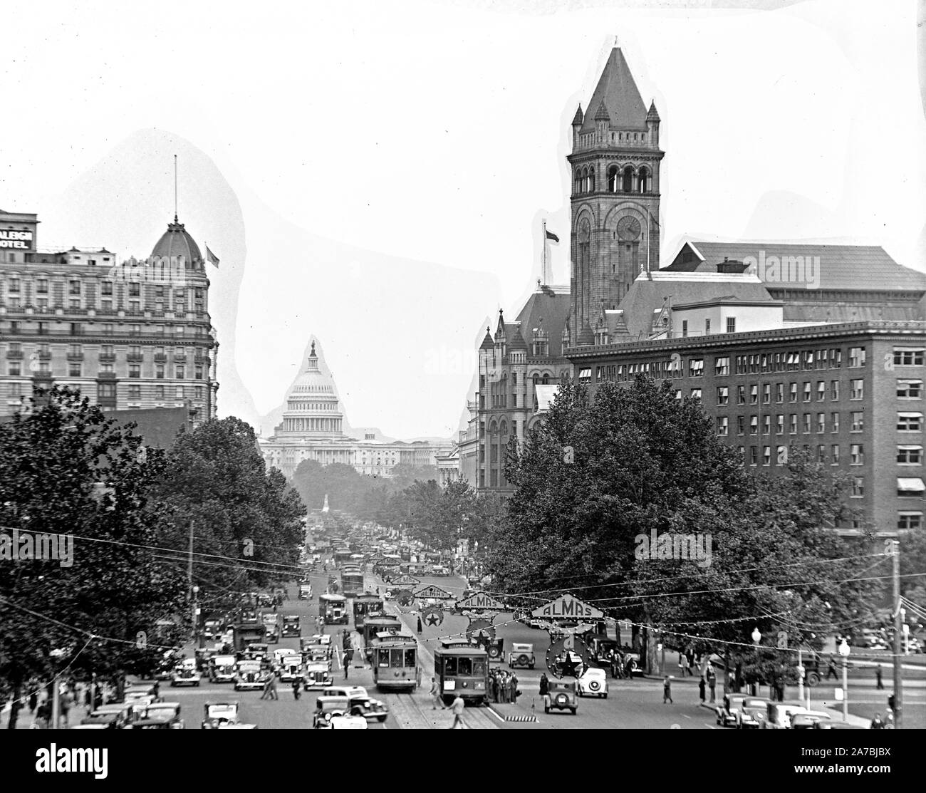 View of Pennsylvania Avenue, U.S. Capitol, Washington, D.C. ca. 1935 Stock Photo