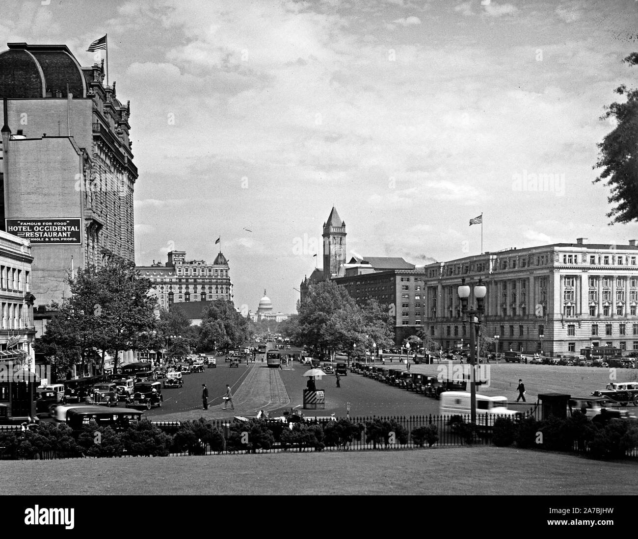 View down Pennsylvania Avenue towards U.S. Capitol, Washington, D.C. ca. May 1934 Stock Photo