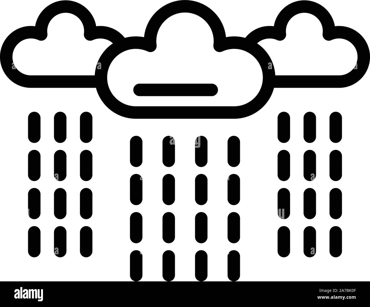 Rainy clouds depression icon, outline style Stock Vector