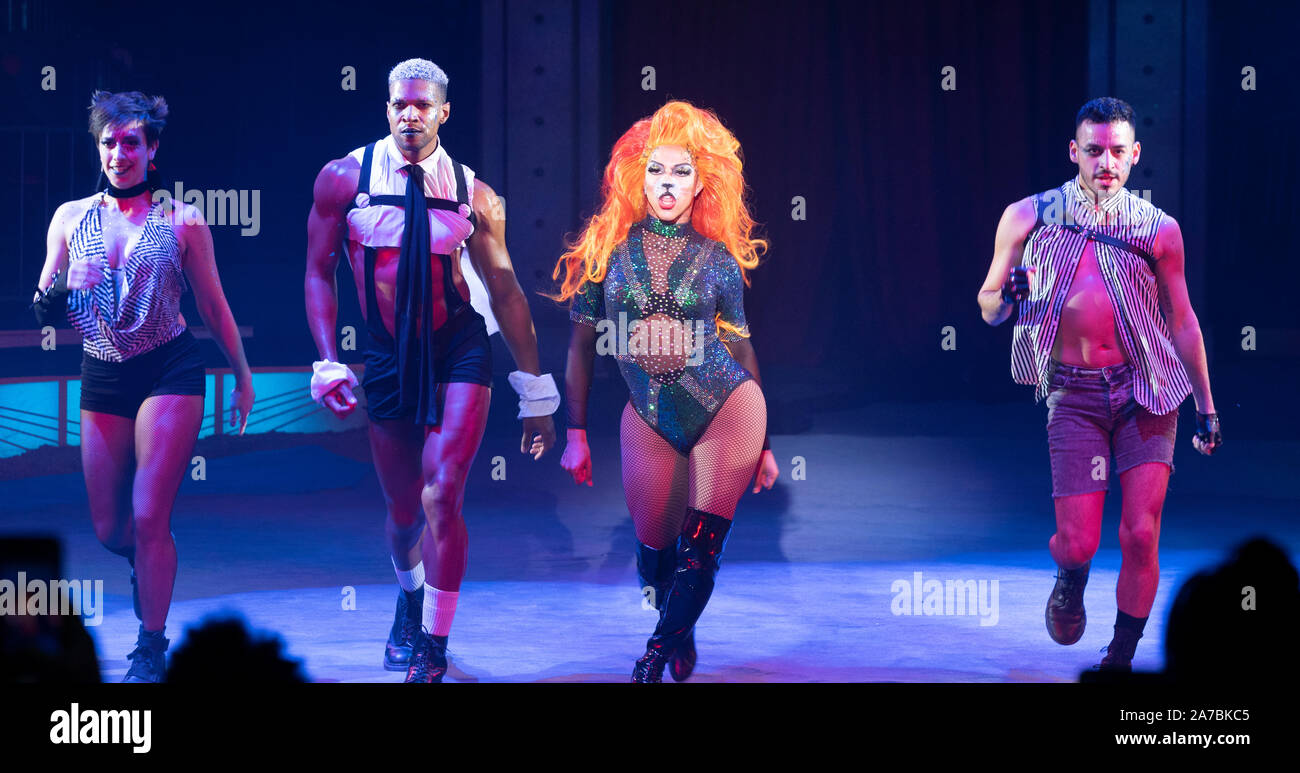New York, NY - October 31, 2019: Shangela from the House of Wadley performs during Halloween ball at Big Apple Circus at Lincoln Center Stock Photo