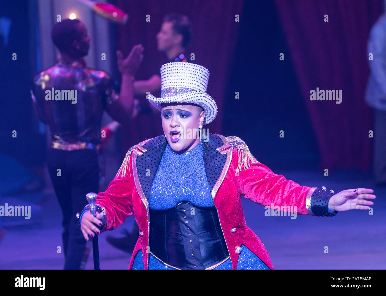 New York, NY October 31, 2019 Ringmaster Storm Marrero performs during Halloween ball at Big