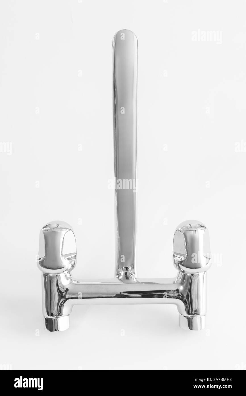 water tap made of chrome material on white background Stock Photo Alamy