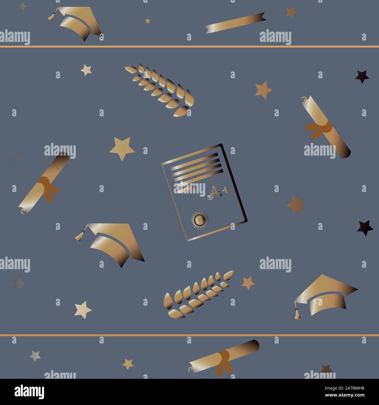 Seamless Pattern in gold for graduation. Vector Illustration Stock Vector