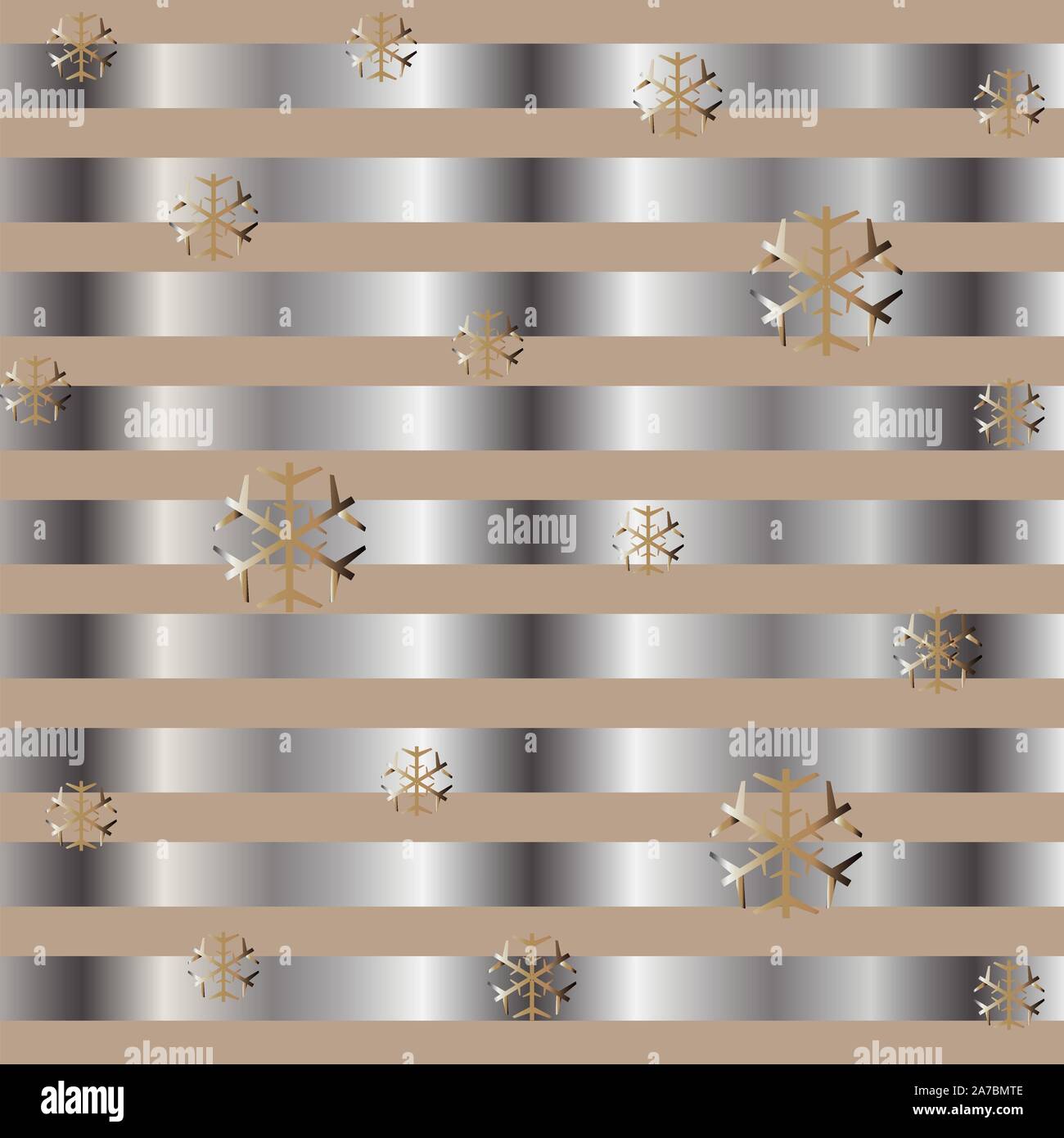 Cute Winter Background with golden snowflakes and silver stripes ...