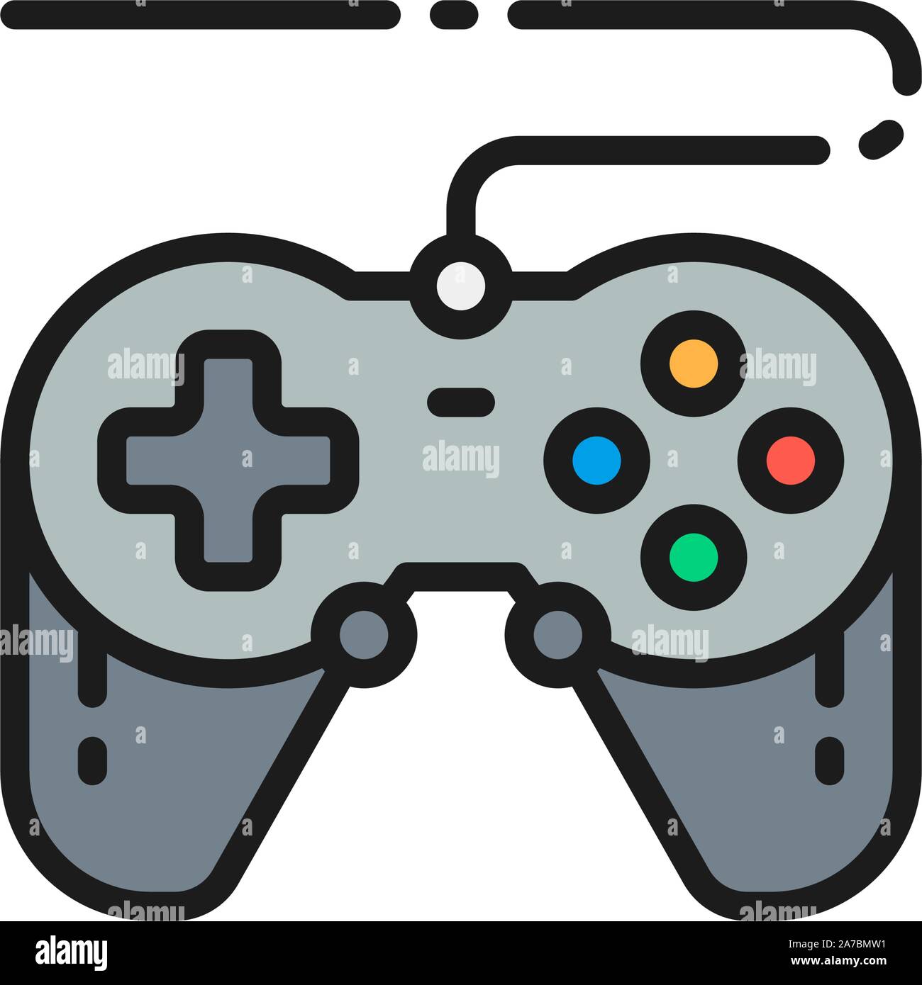 Joystick, gamepad, gaming device flat color line icon. Stock Vector