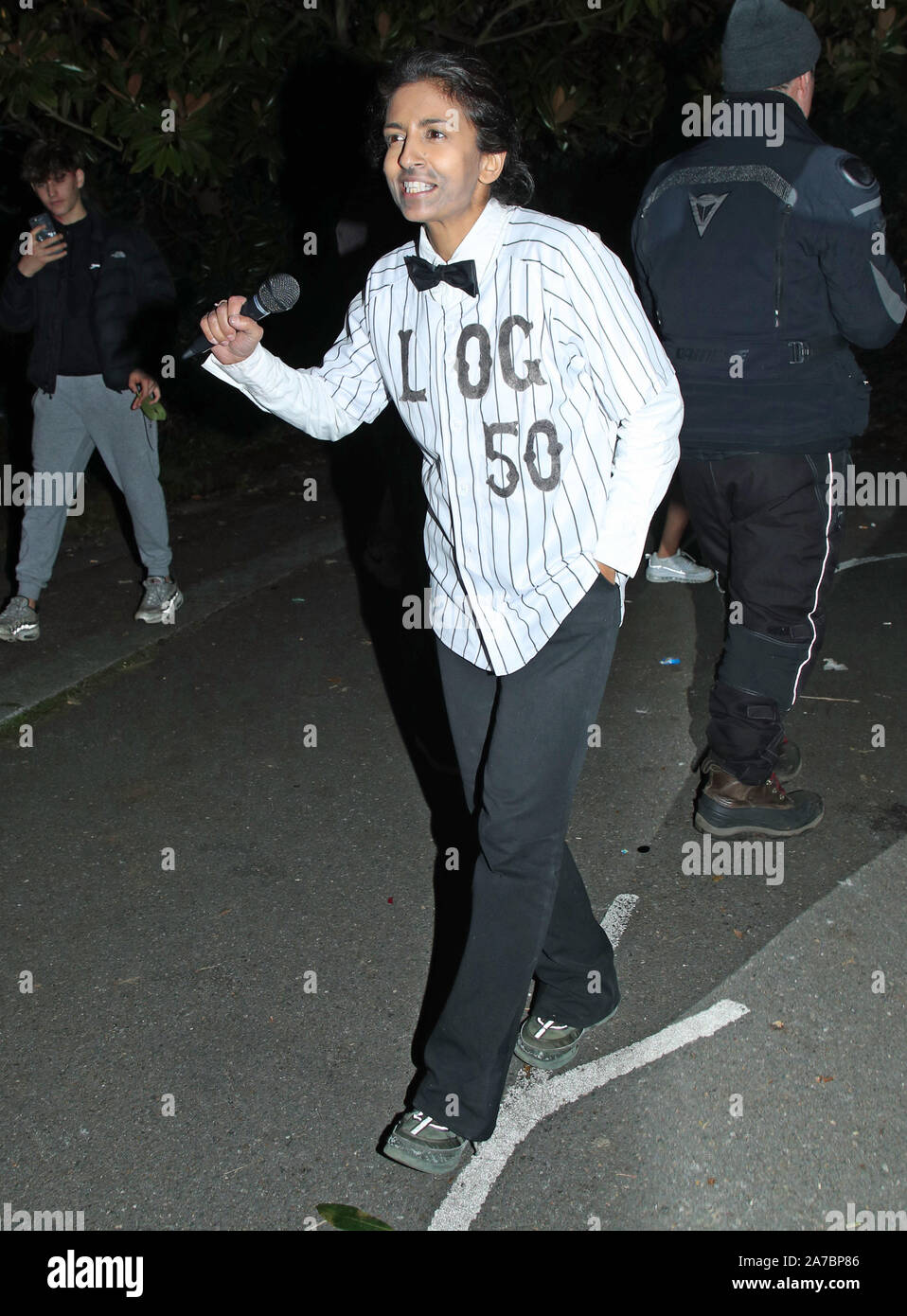 Konnie Huq leaving a Halloween party hosted by Jonathan Ross at his