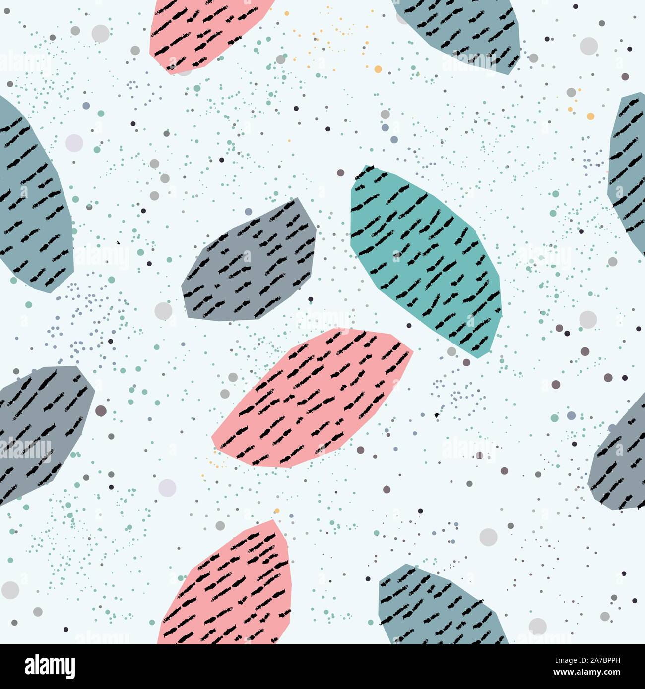 Hand Drawn Geometric Seamless Pattern on white with dots. Vector ...