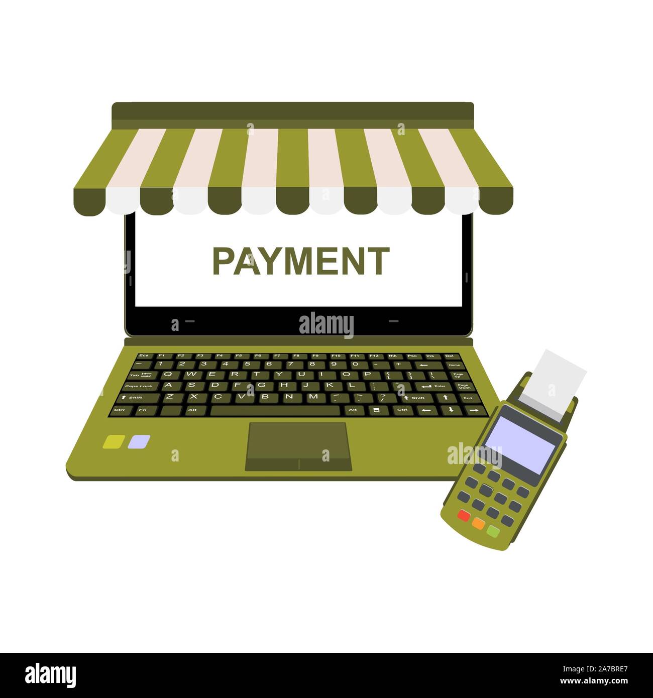 Laptop Vector For Online Shop Payment With Edc Machine Stock Photo Alamy