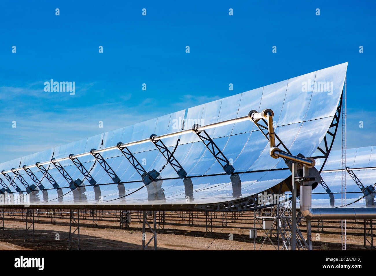 Solar cells or solar module or solar panels in solar power plant turn up skyward absorb the sunlight from the sun use light energy to generate electri Stock Photo