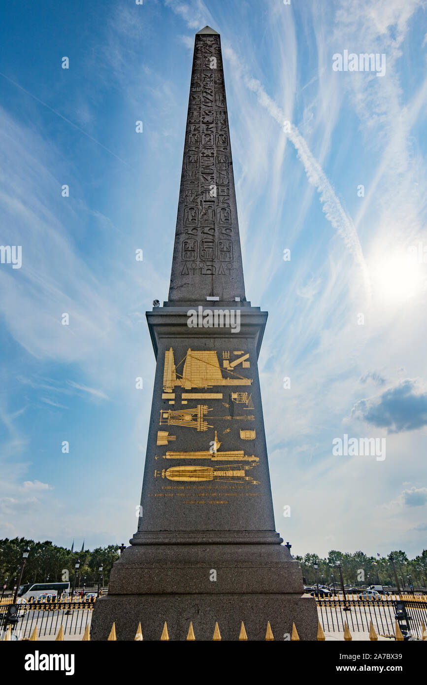 Obelisk of Ancient Egypt located in the Place de la Concorde De Paris, France Stock Photo