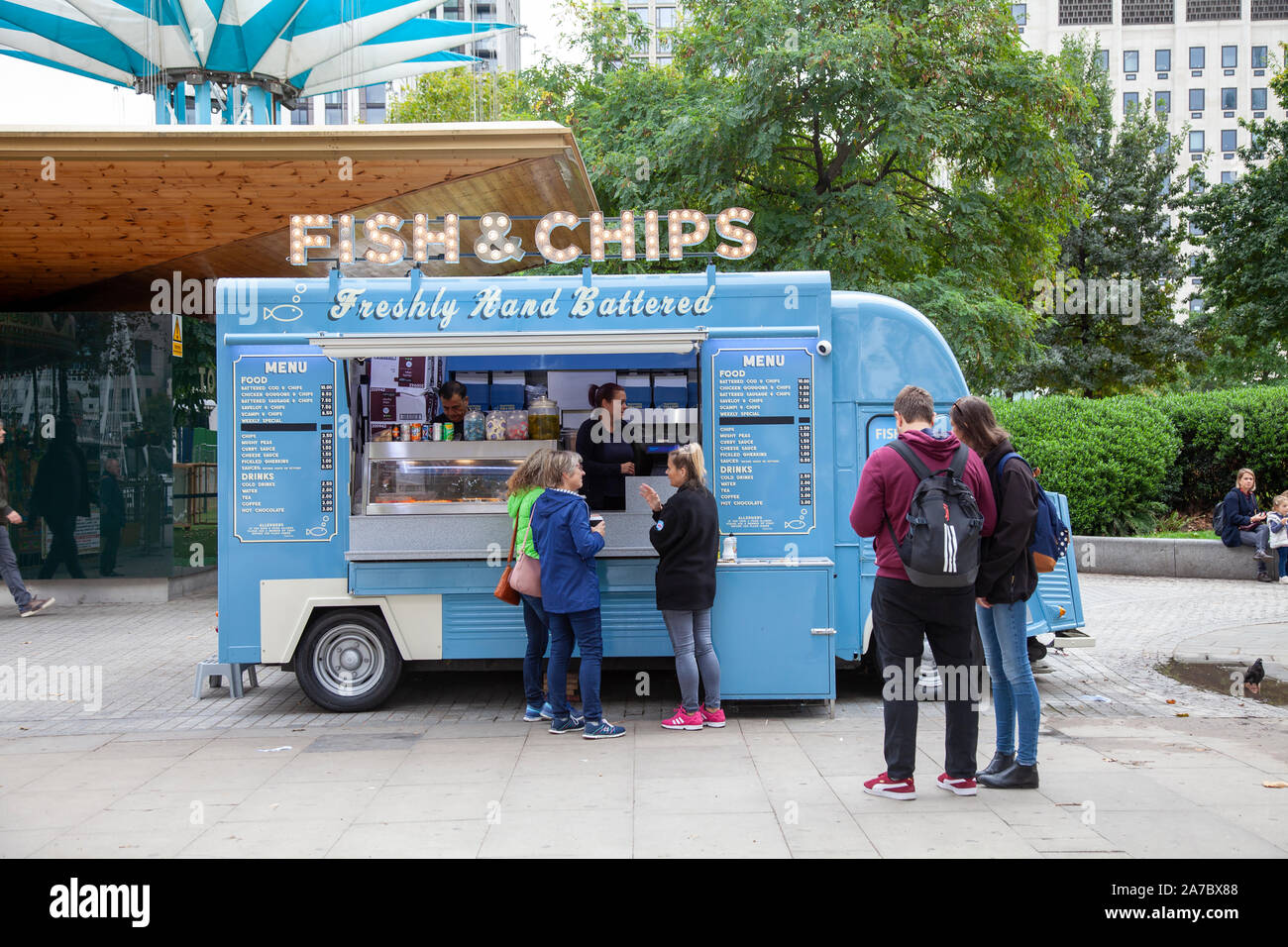 Fish And Chips Van on London's South Bank Embankment , UK Stock Photo -  Alamy