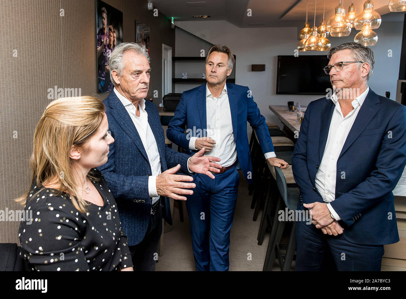 Tilburg - CareLyn 31-10-2019. Koning Willem II stadion. Buitensport, Voetbal. Willem II is the first BVO that concerns about skin cancer and signs a contract with CareLyn. Rene van der Klok, Arjan Gundlach, Martin van Geel Credit: Pro Shots/Alamy Live News Stock Photo