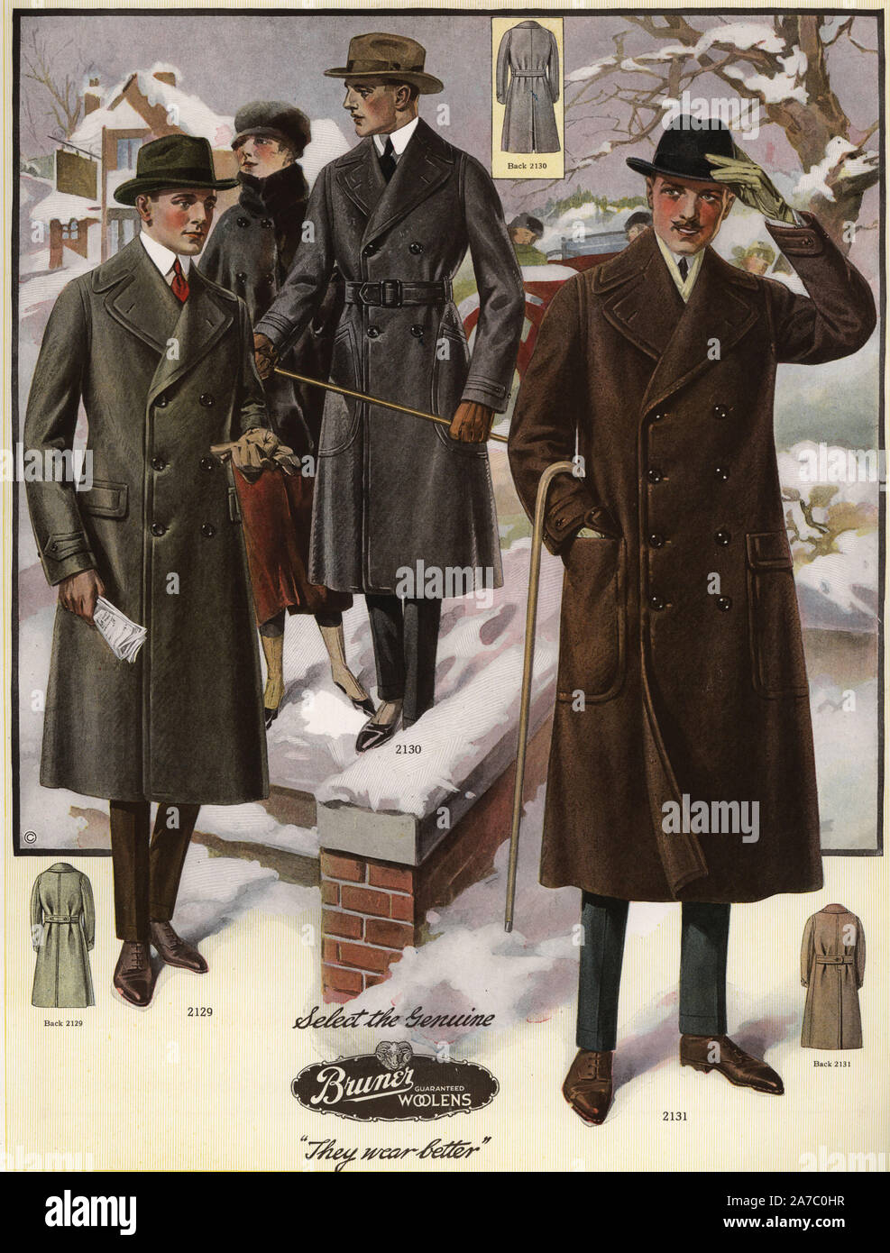 Men in double-breasted Ulster coats 