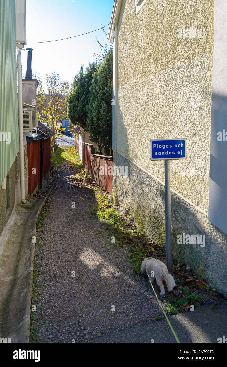 A narrow alley in Strängnäs, Stock Photo