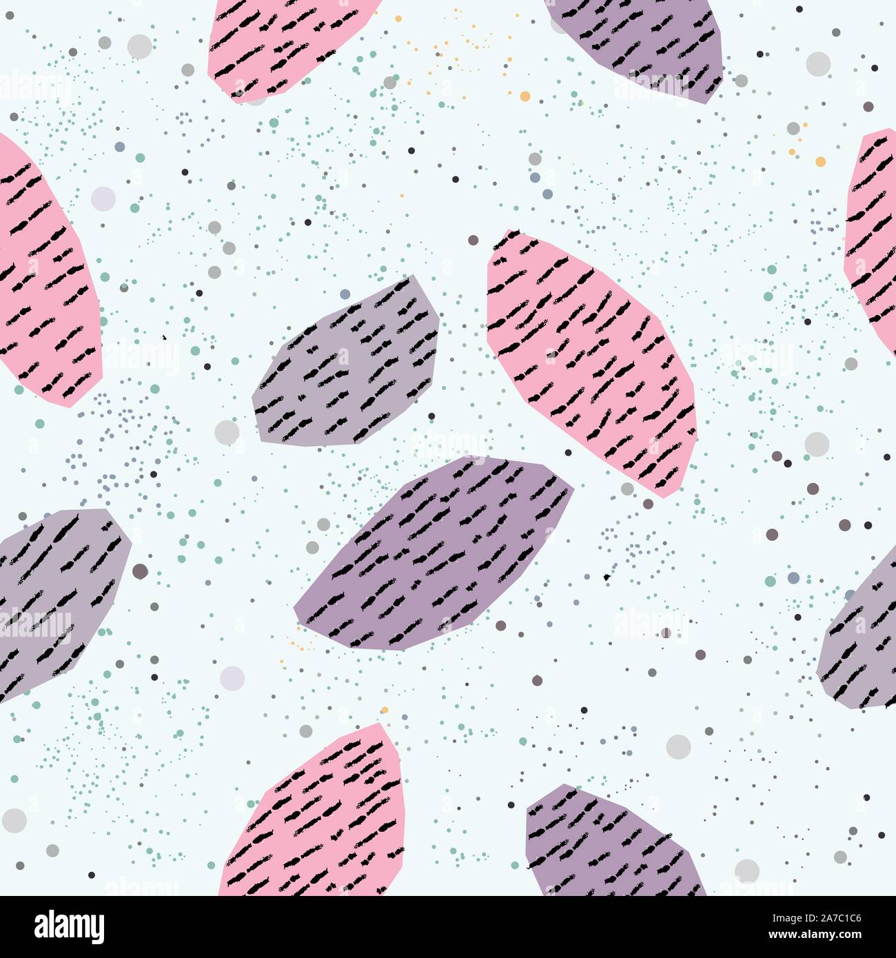 Hand Drawn Geometric Seamless Pattern on white with dots. Vector ...