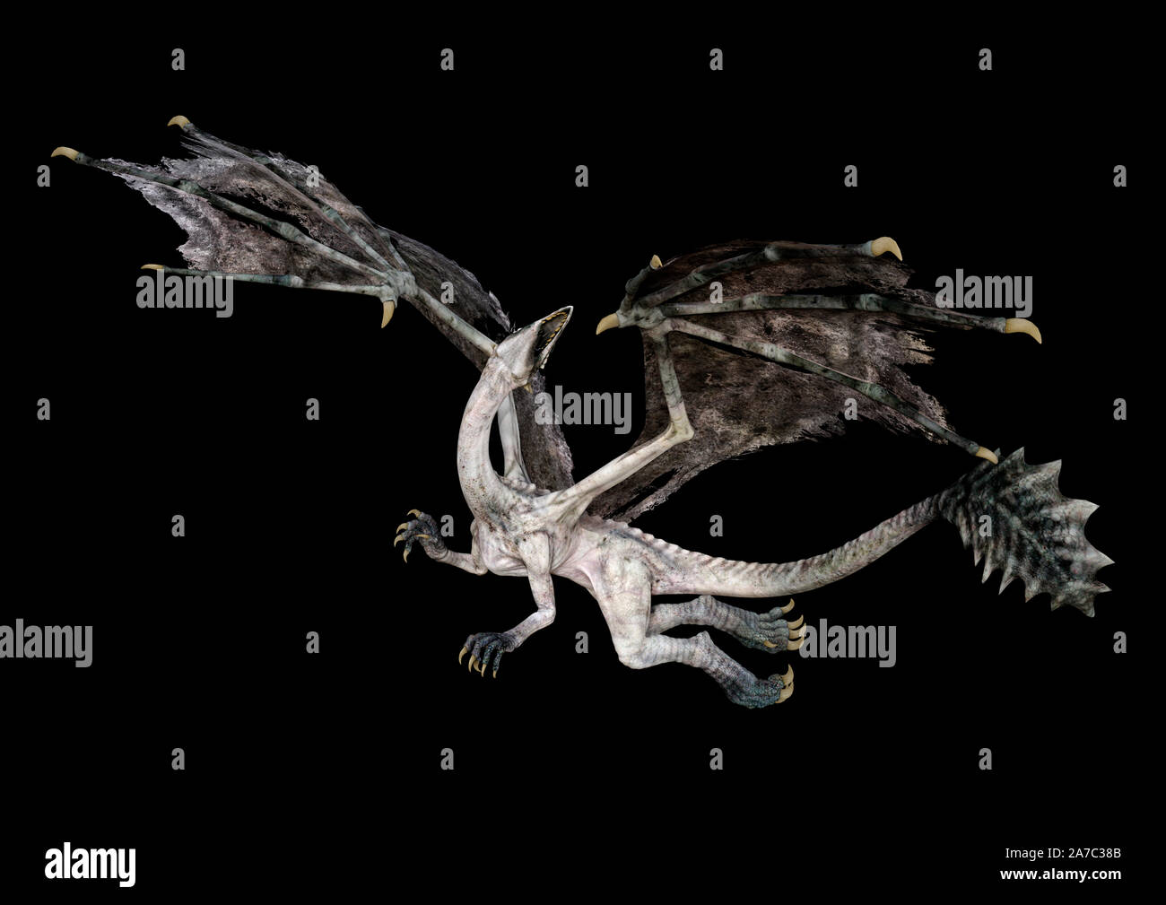 3D rendering of a fantasy dragon isolated on black background Stock ...