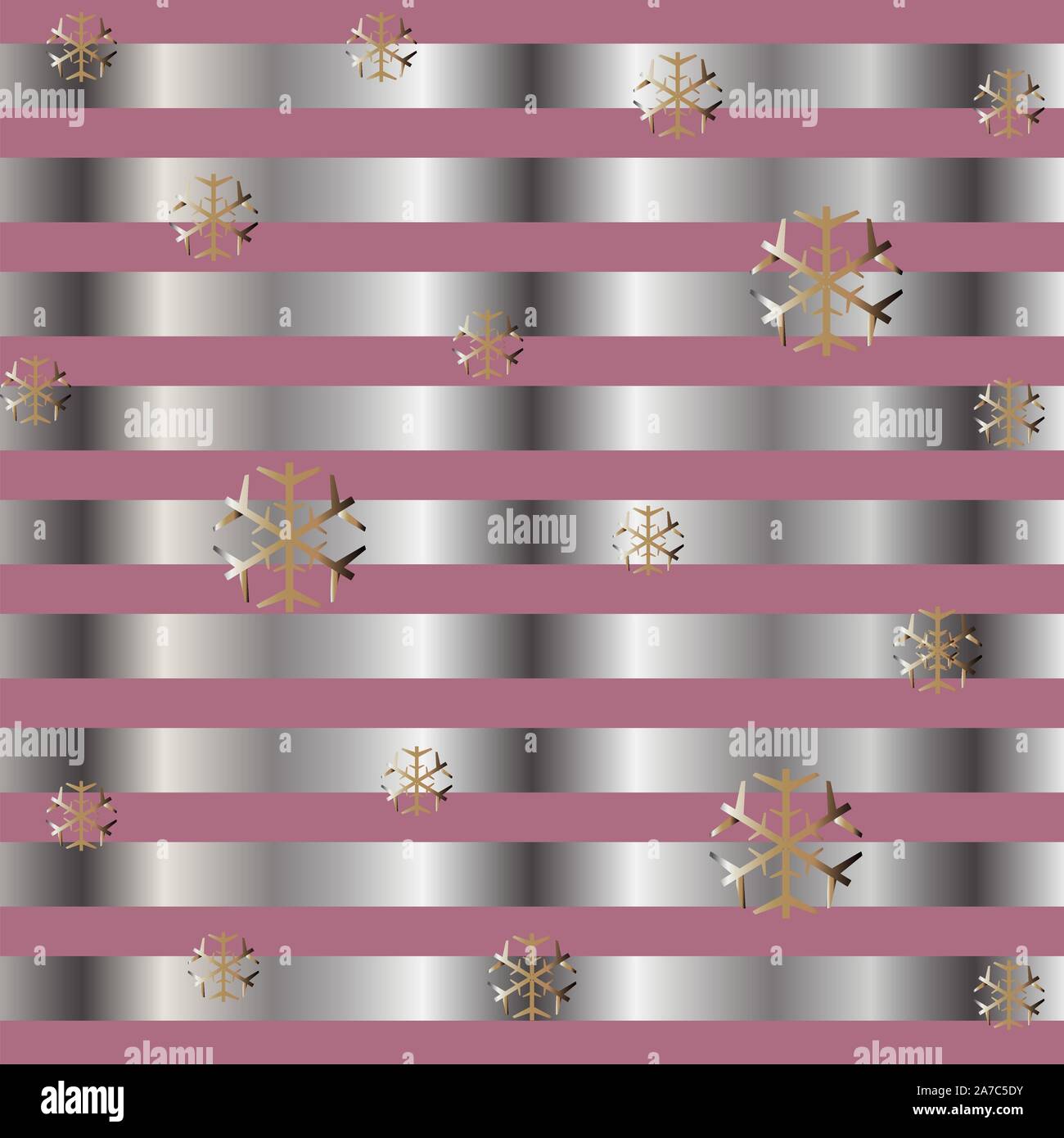 Cute Winter Pattern With Golden Lines, stars and snowflakes. Vector ...