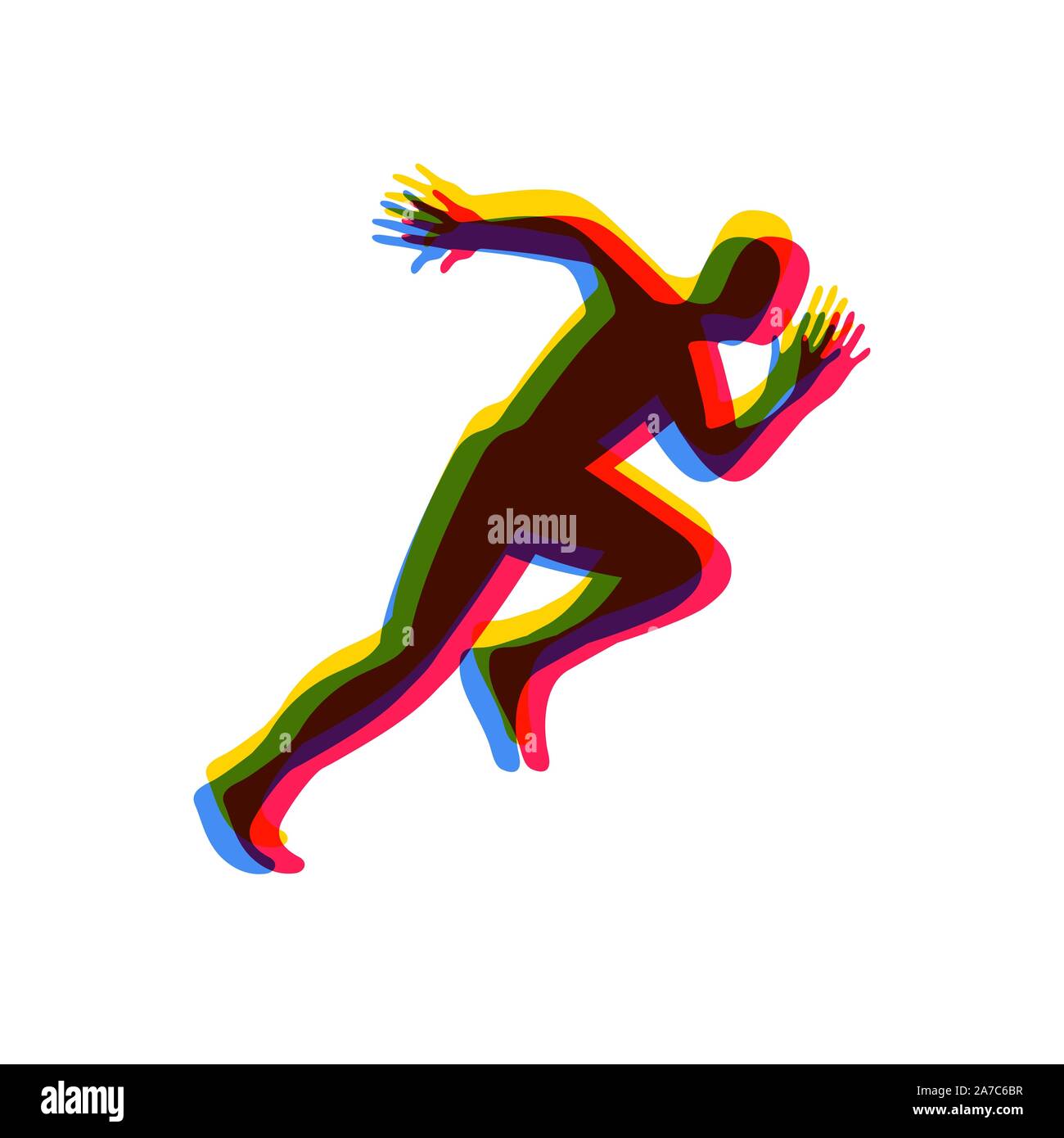 Silhouettes of running athlete. Running man. Stock Vector