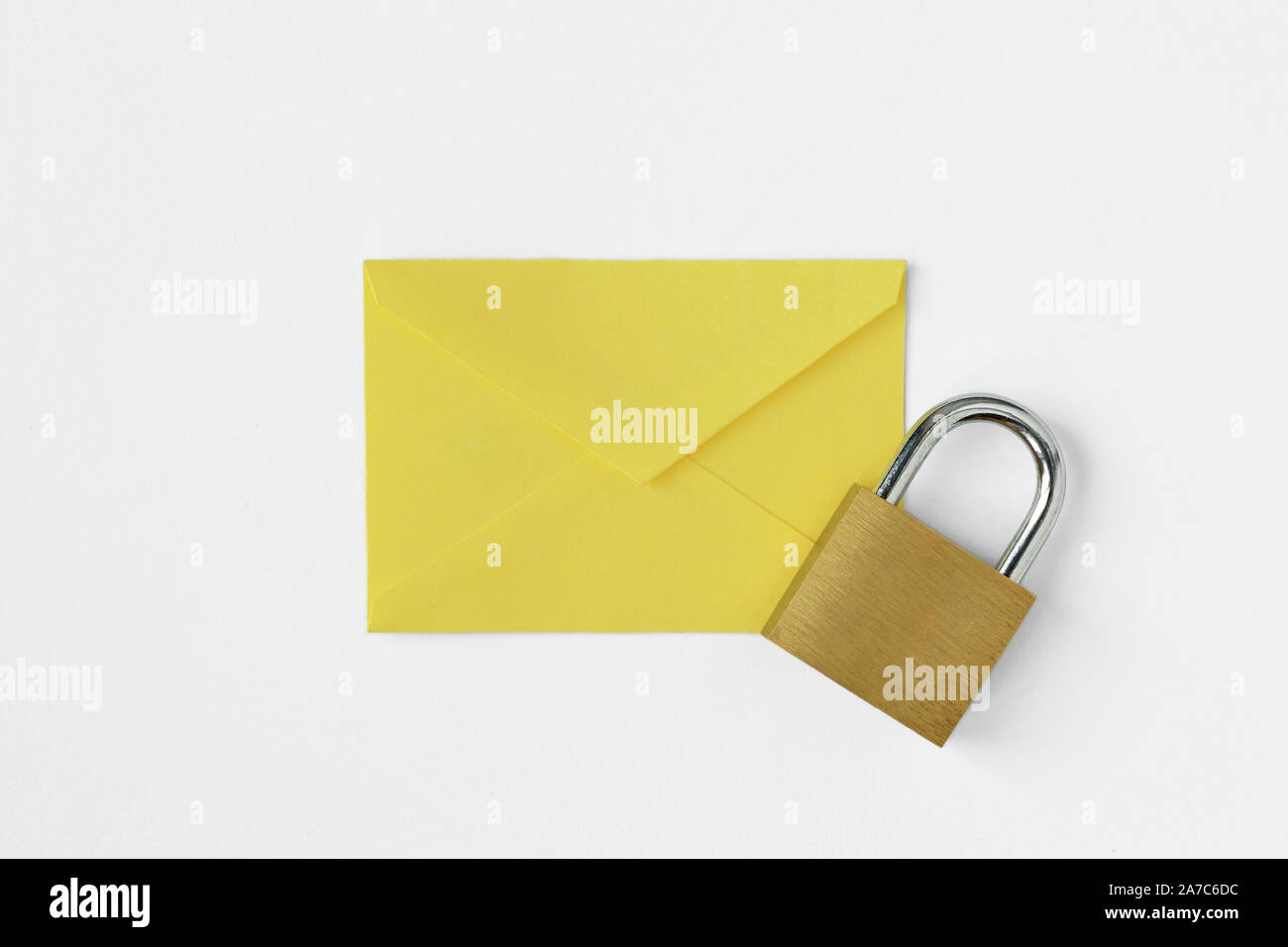 Envelope with padlock Concept of protection, security and encrypted