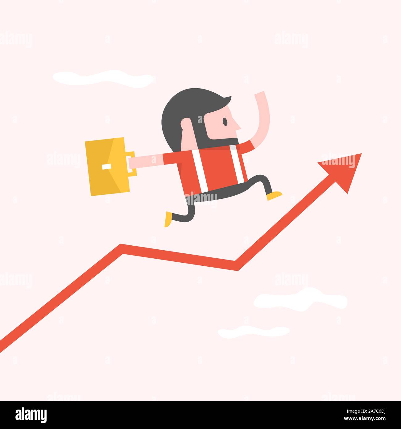 Simple cartoon of a businessman running on graphic chart Stock Vector ...