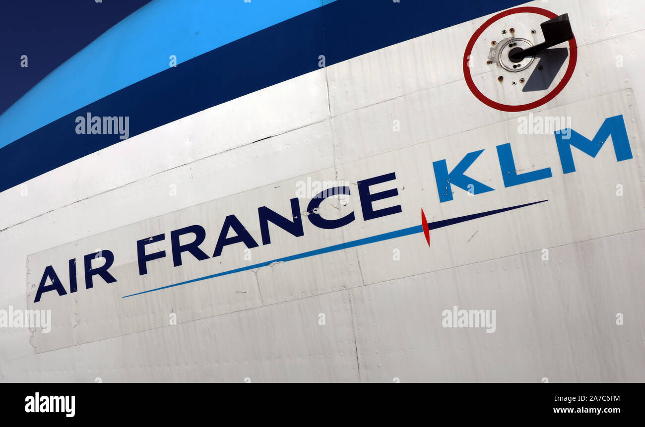 lelystad, Netherlands 31 october 2019; Letters Air France KLM on an airplane in the aviodrome museum Stock Photo