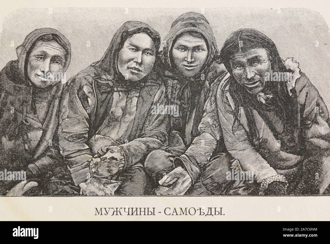 The Samoyedic people. Engraving of the 19th century. Stock Photo