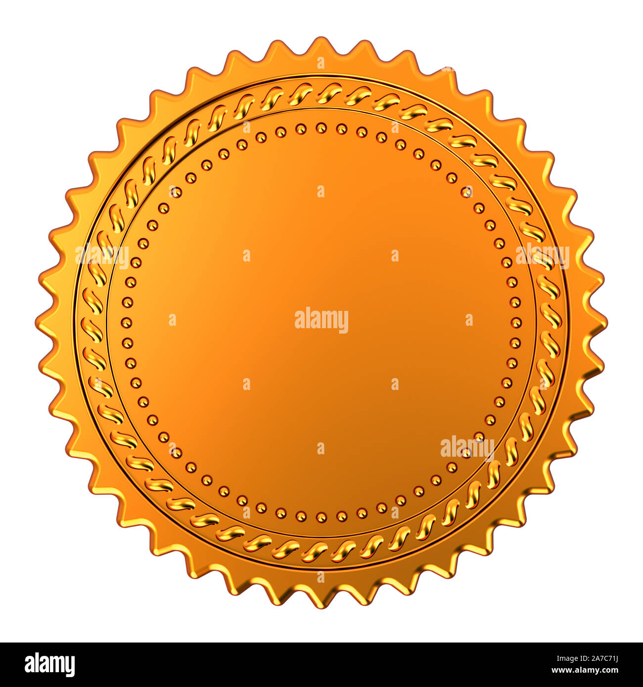 Blank rosette golden stamp award reward medal. Achievement best badge  winner template design element empty. 3d illustration isolated Stock Photo  - Alamy