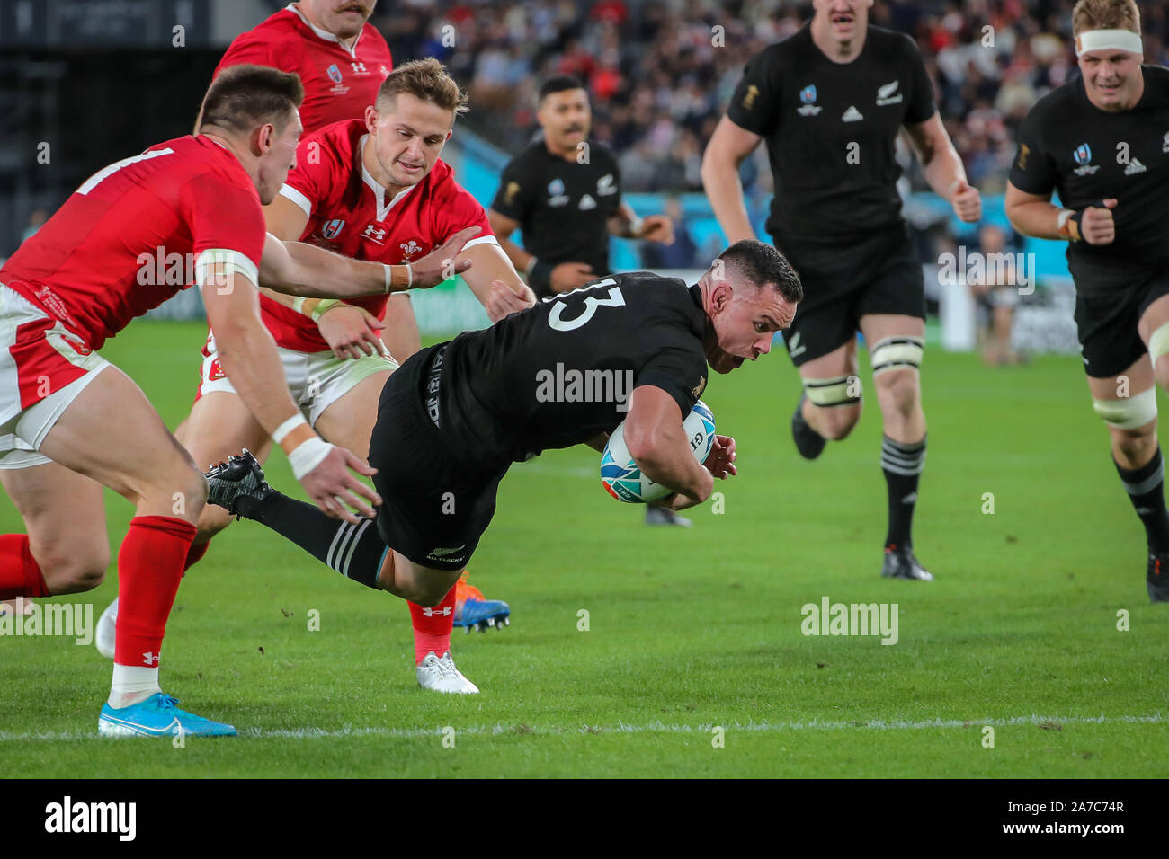 Tokyo Japan 01st Nov 19 Rugby World Cup 19 All Blacks X Wales Try All Blacks From The Right End Of The Second Center 13 Ryan Crotty Match Valid For
