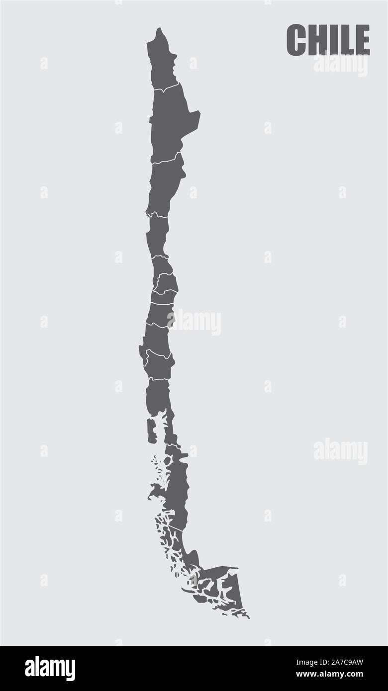 Chile regions map Stock Vector